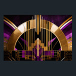 Art Deco Music Hall, Lila, Gold, Black Poster<br><div class="desc">Eine atemberaubende Darstellung einer Musikhalle im Art-Déco-Stil. Die Farben Gold,  Purpel und Schwarz verleihen dem Ganzen ein elegantes und raffiniertes Aussehen. Die geometrischen Formen und die Symmetrie sind wunderschön.</div>