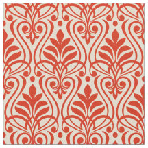 Art Deco Muster 01 - Dali's Red on Off-White