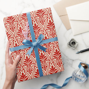 Art Deco Muster 01 - Milano Red auf Off-White Geschenkpapier