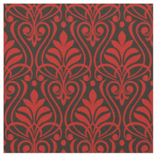Art Deco Muster 01 - Milano Rot auf Schwarz Stoff