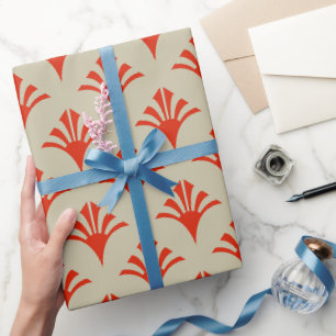 Art Deco Muster 02 - Dali's Red on Off-White Geschenkpapier