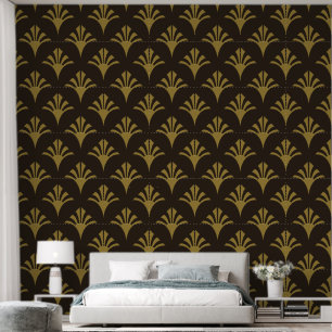 Art Deco Muster 02 - Deco Gold auf Deco Schwarz Tapete