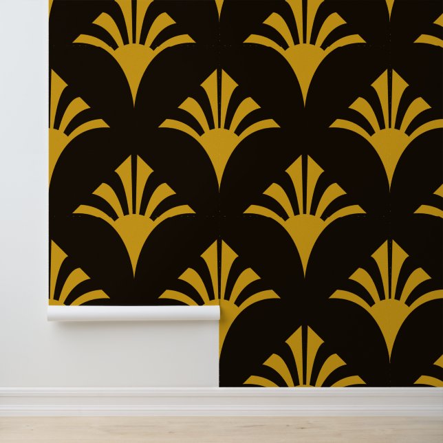 Art Deco Muster 02 - Deko Gold 2 auf Black Tapete (Anwendung)