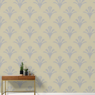 Art Deco Muster 02 - Spanisches Grau auf Off-White Tapete