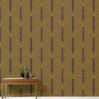 Art Deco Muster 03 - Deko Black auf Deko Gold Tapete
