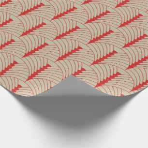 Art Deco Muster 03 - Persisches Rot auf Off-White Geschenkpapier