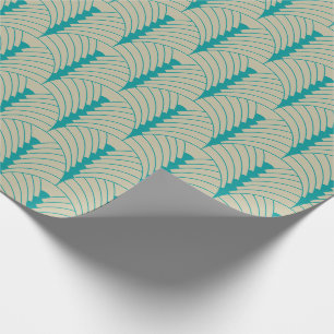 Art Deco-Muster 03 - Türkis auf Cremeweiß Geschenkpapier