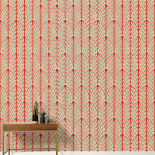 Art Deco Muster 04 - Dali's Red on Off-White Tapete