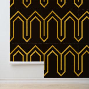 Art Deco Muster 05 - Deko Gold 2 auf Black Tapete
