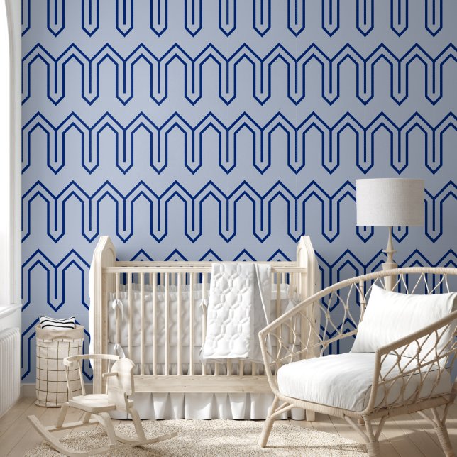 Art Deco Muster 05 - Dunkles Blau auf Lavender Blu Tapete (Kinder)