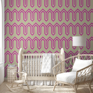 Art Deco-Muster 05 - Fettes Magenta auf Off-White Tapete