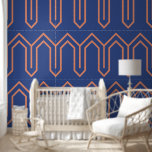 Art Deco Muster 05 - Orange auf Preußen Blau Tapete<br><div class="desc">Art Deco Muster 05 - Orange auf Preußen Blau</div>