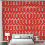 Art Deco Muster 05 - White on Light Red Tapete<br><div class="desc">Art Deco Muster 05 - White on Light Red</div>