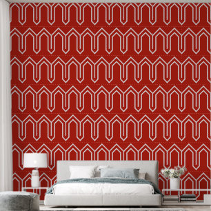 Art Deco Muster 05 - White on Persian Red Tapete
