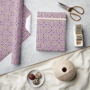 Art-Deco-Muster 07 - Romantische Lila auf Off-Whit Geschenkpapier