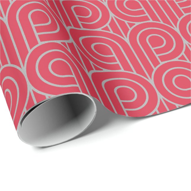 Art Deco Muster 07 - Spanisches Grau auf Paradise  Geschenkpapier (Rolleneckpunkt)