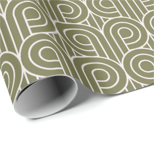 Art Deco Muster 07 - Weiß auf Camouflage Green Geschenkpapier