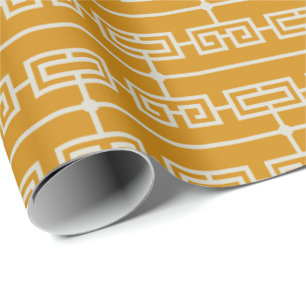 Art Deco Muster 09 - Off-White auf Deko Gold Geschenkpapier