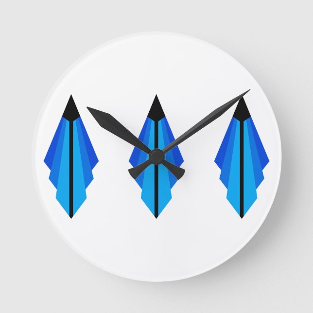 Art Deco Muster 3 in blau Runde Wanduhr (Vorderseite)