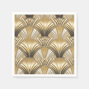Art Deco Muster Gold Elfenbein Serviette