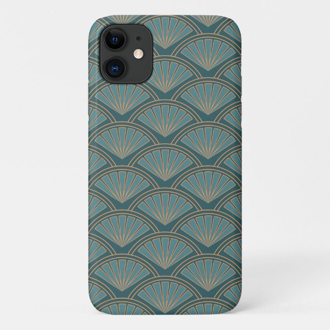 Art-Déco-Muster in aquamariner Farbe Case-Mate iPhone Hülle (Rückseite)