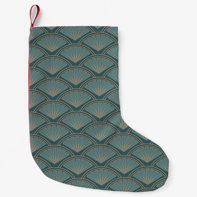 Art-Déco-Muster in aquamariner Farbe Kleiner Weihnachtsstrumpf (Vorderseite)