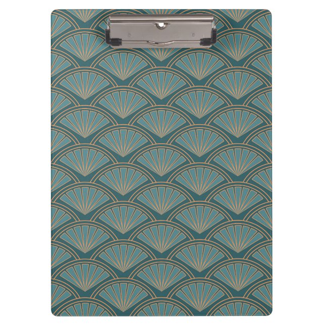 Art-Déco-Muster in aquamariner Farbe Klemmbrett (Vorderseite)