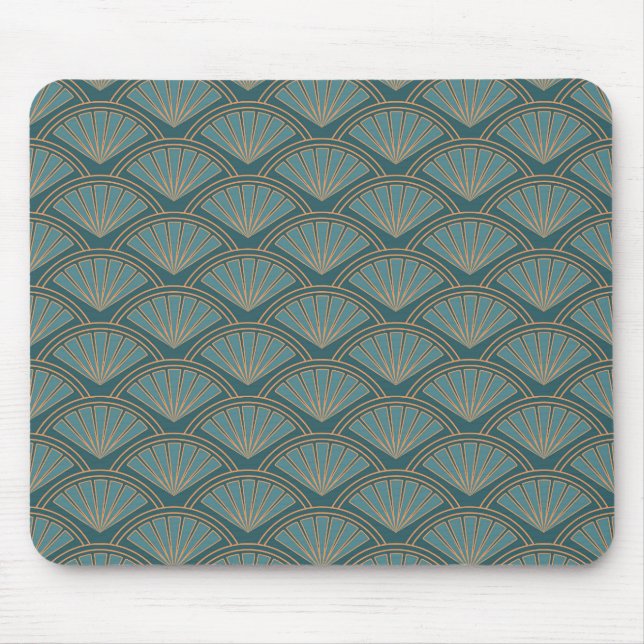 Art-Déco-Muster in aquamariner Farbe Mousepad (Vorne)