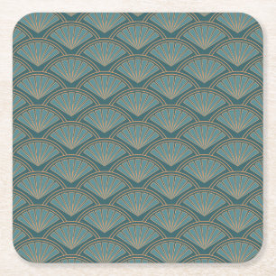 Art-Déco-Muster in aquamariner Farbe Rechteckiger Pappuntersetzer