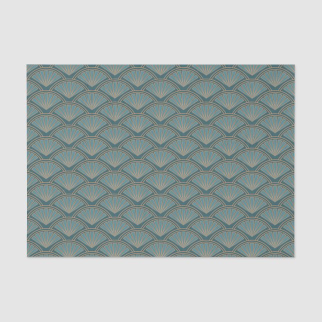 Art-Déco-Muster in aquamariner Farbe Seidenpapier (Vorderseite)