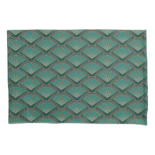 Art-Déco-Muster in aquamariner grüner Farbe Kissenbezug