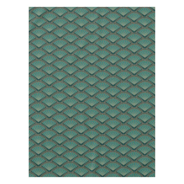 Art-Déco-Muster in aquamariner grüner Farbe Tischdecke (Vorderseite)
