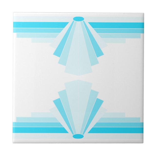 Art Deco Muster in Blau Fliese (Vorderseite)