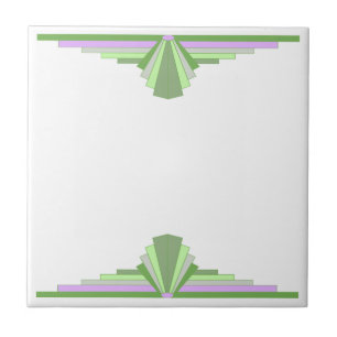 Art Deco Muster in Grün und Rosa Fliese
