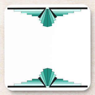 Art-Deco-Muster in Grün und Schwarz Getränkeuntersetzer