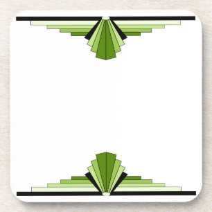 Art Deco-Muster in Grün und Schwarz Getränkeuntersetzer