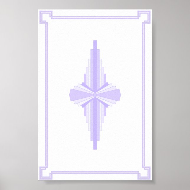 Art Deco Muster in Lilac Poster (Vorne)