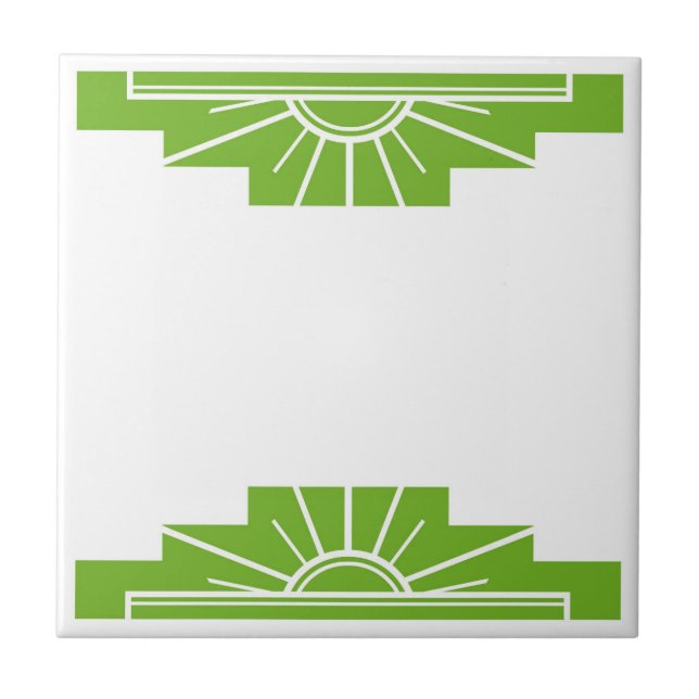 Art Deco Muster in Lime Green Fliese (Vorderseite)