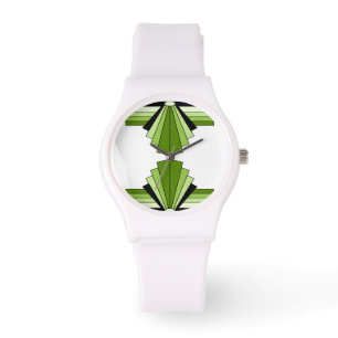 Art Deco Muster in Limes Armbanduhr