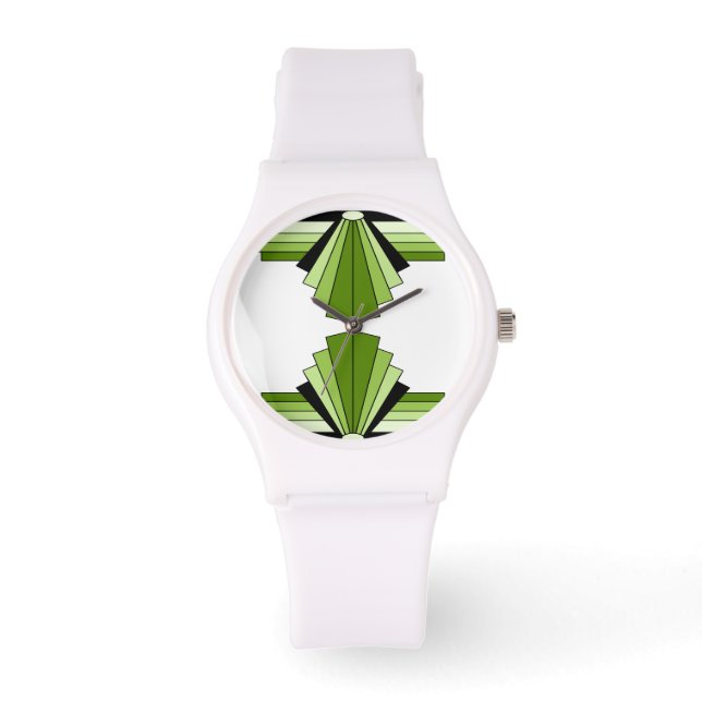 Art Deco Muster in Limes Armbanduhr (Vorderseite)