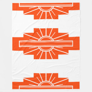 Art Deco Muster in Orange Fleecedecke