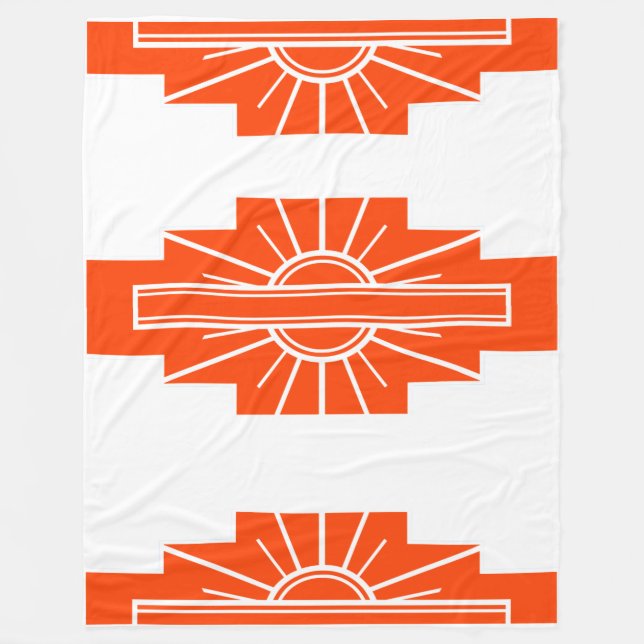 Art Deco Muster in Orange Fleecedecke (Vorderseite)