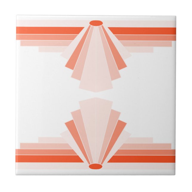 Art-Déco-Muster in Orange Fliese (Vorderseite)