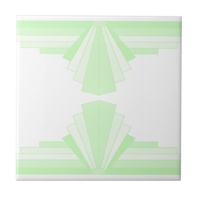 Art Deco Muster in Pastel Green Fliese (Vorderseite)