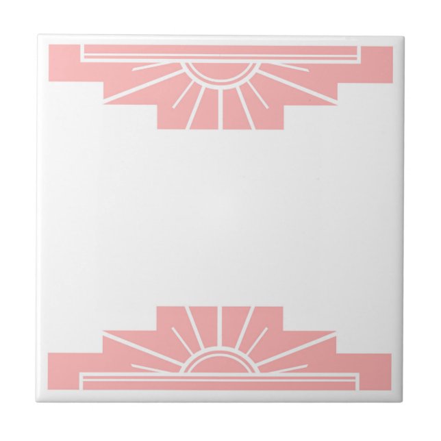 Art Deco Muster in Pfirsich Fliese (Vorderseite)