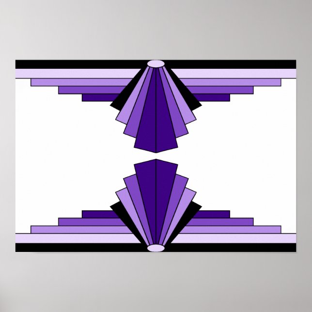 Art Deco Muster in Purples Poster (Vorne)