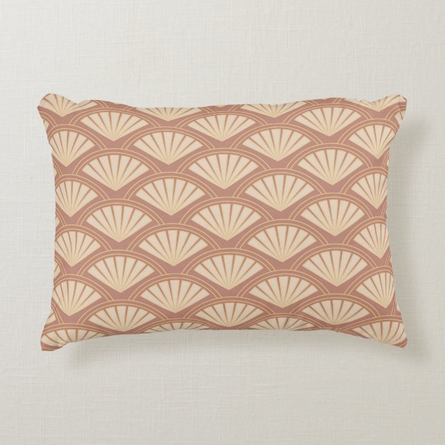 Art-Déco-Muster in Rose Dekokissen (Vorderseite)