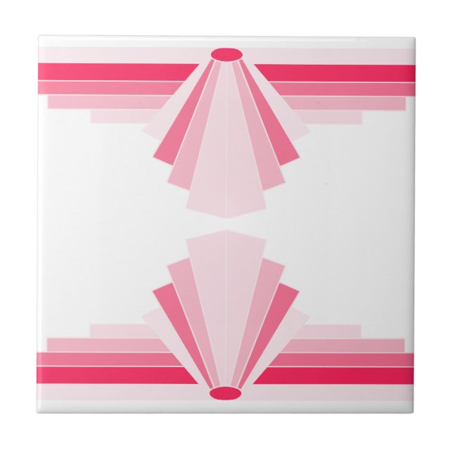 Art Deco Muster in Rose Rosa Fliese (Vorderseite)