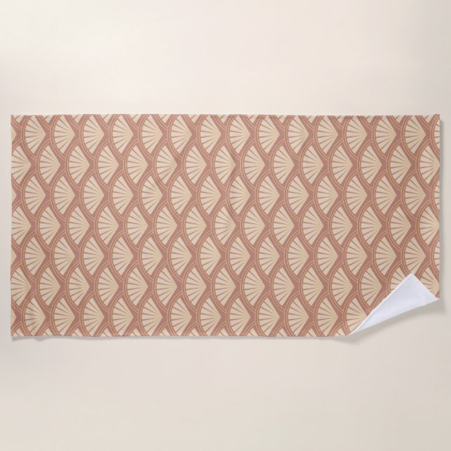 Art-Déco-Muster in Rose Strandtuch (Vorderseite)