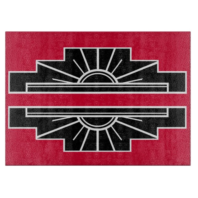 Art Deco Muster in Rot Basierend auf dem Deko der  Schneidebrett (Vorderseite)